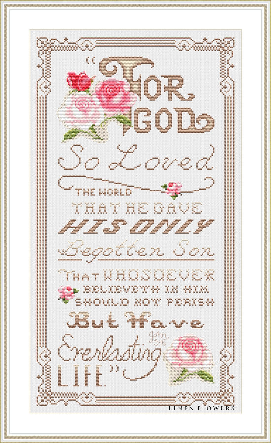 154LF For God So Loved The World by Linen Flowers