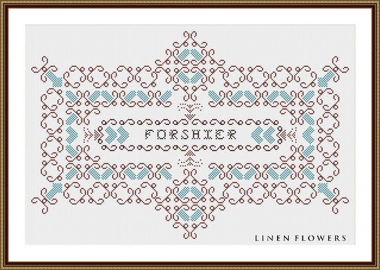 236 Cherished Name Sampler 2 Tone By Linen Flowers