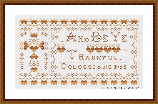 #262 And Be Ye Thankful Sampler by Linen Flowers