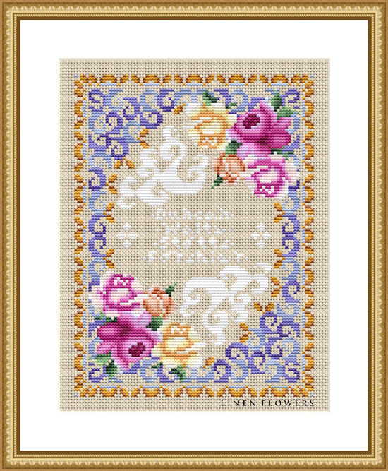 280LF Grandparents Names Sampler by Linen Flowers